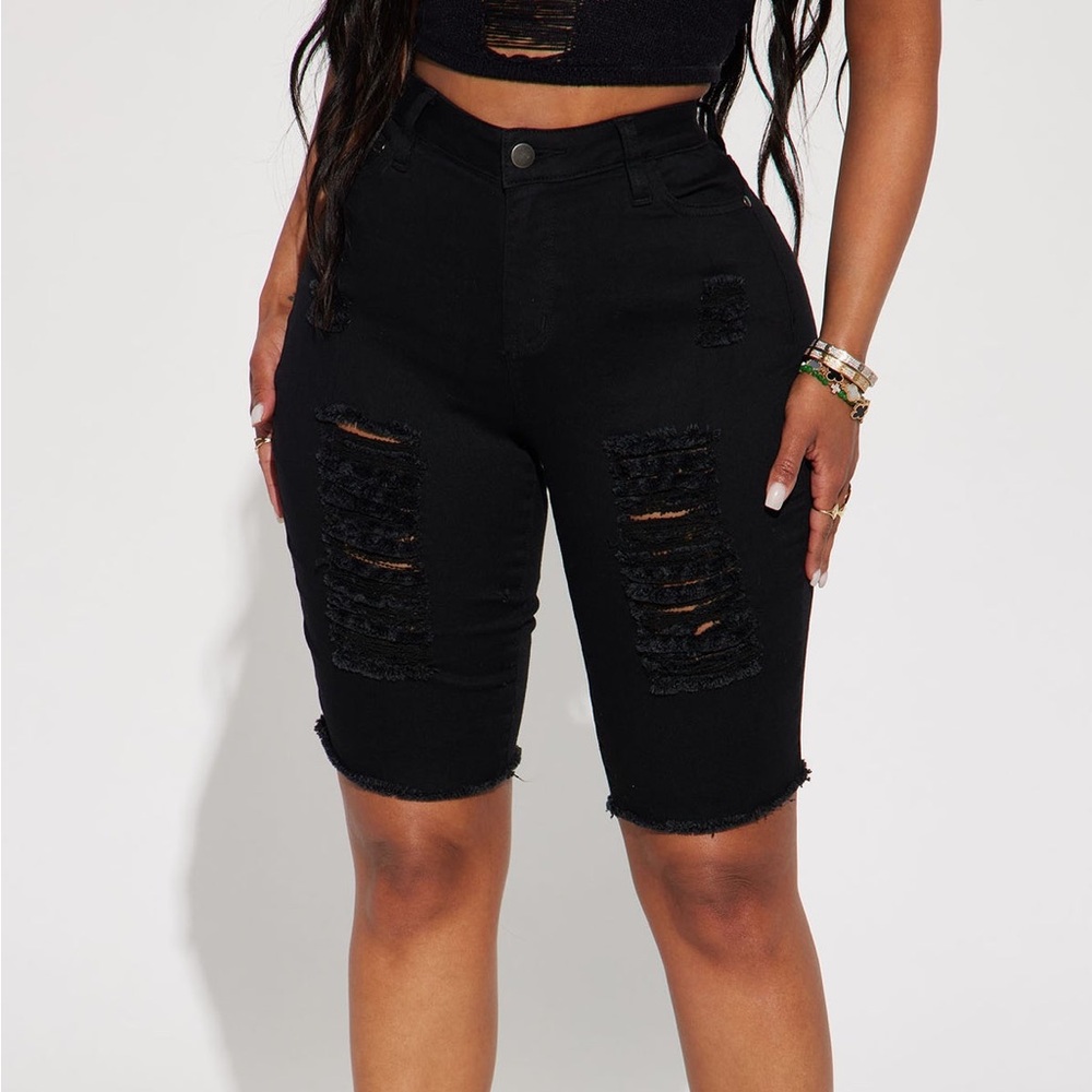 Distressed Capri Shorts